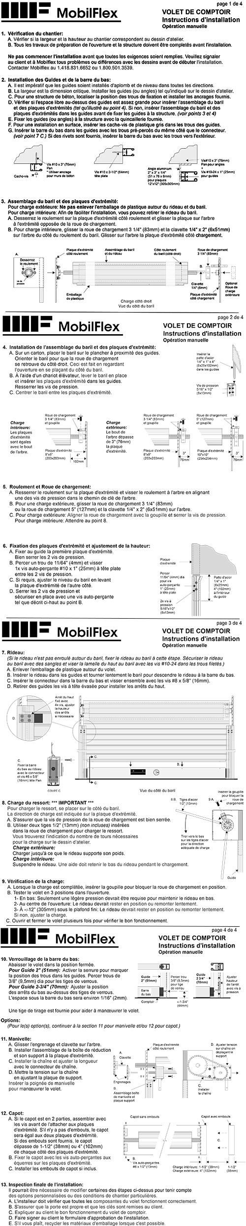 MobilFlex inc. - Instructions d'installation<br />(Volet de comptoir)
