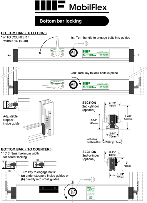 MobilFlex inc. - <b>Bottom bar</b> locking