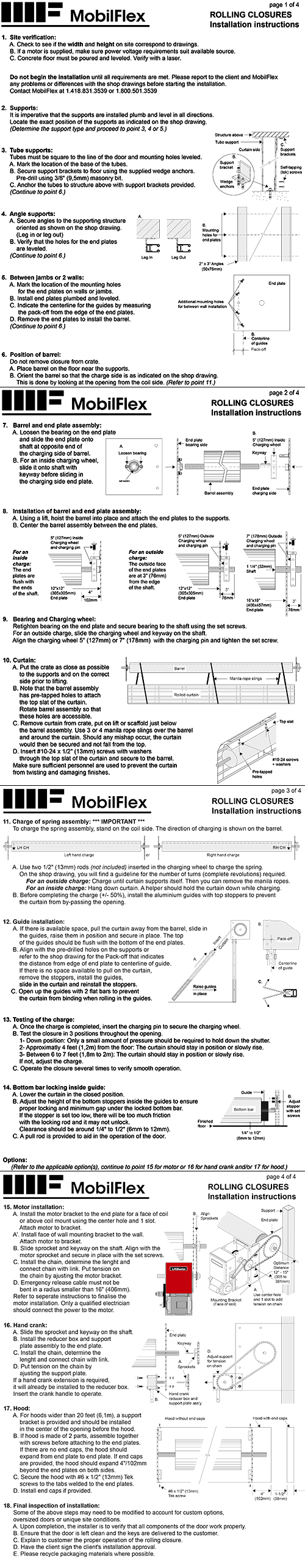 MobilFlex inc. - Installation<br /><b>instructions</b>