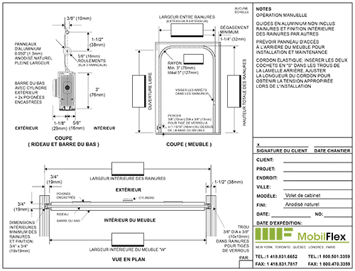 MobilFlex inc. - Dessin d'atelier<br />(Moteur tubulaire)
