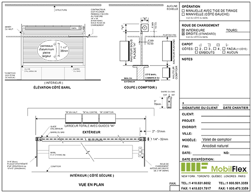 MobilFlex inc. - Dessin d'atelier<br />(Volet comptoir)