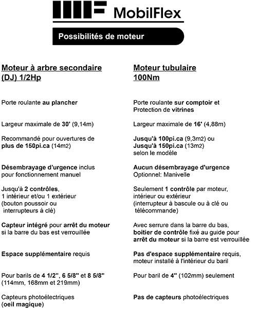 MobilFlex inc. - Possibilités<br />de <b>Moteur</b>