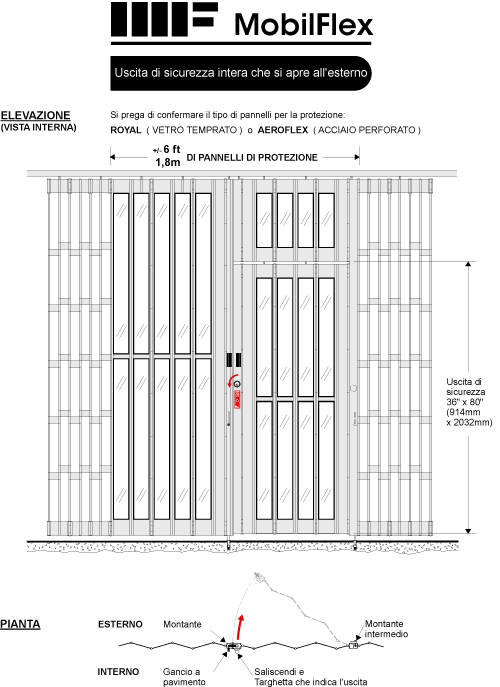 MobilFlex inc. - Uscita di sicurezza<br />intera che si<br />apre all'esterno